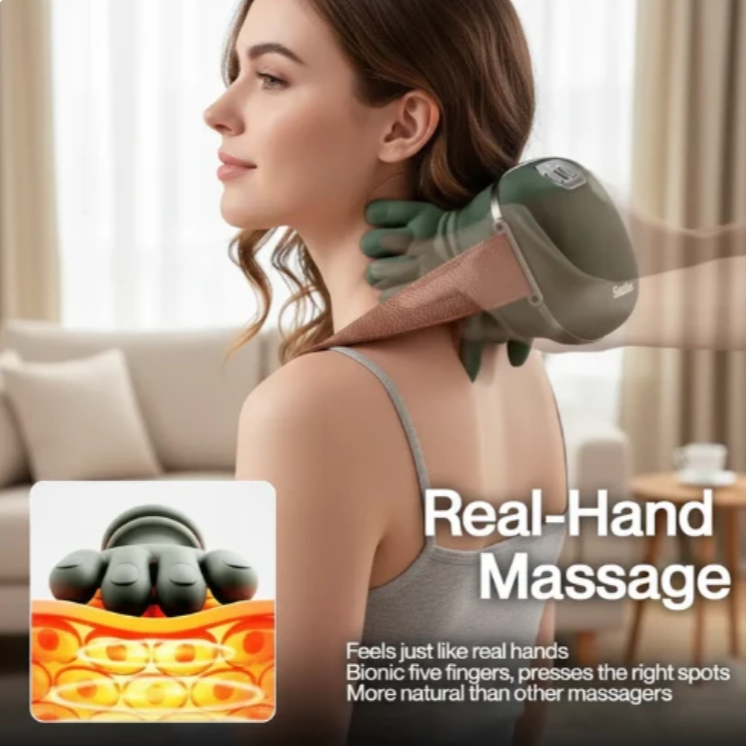 Wireless Portable Shiatsu Neck and Back Massager With Heat Thearpy