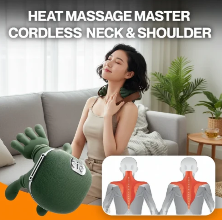 Wireless Portable Shiatsu Neck and Back Massager With Heat Thearpy