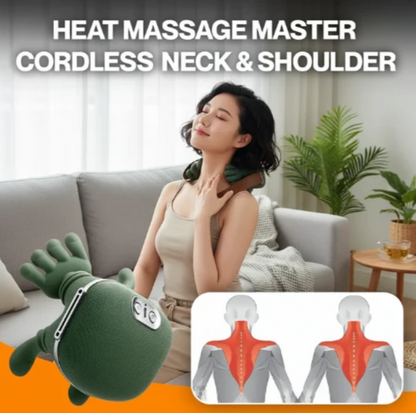 Wireless Portable Shiatsu Neck and Back Massager With Heat Thearpy
