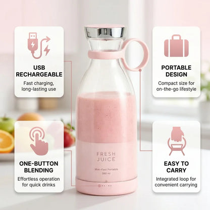 Portable Blender, USB Rechargeable Mini Juicer Blender with ( 6 Blades ) By PrimeBuy