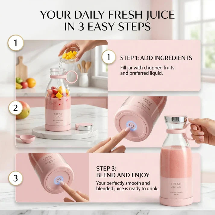 Portable Blender, USB Rechargeable Mini Juicer Blender with ( 6 Blades ) By PrimeBuy